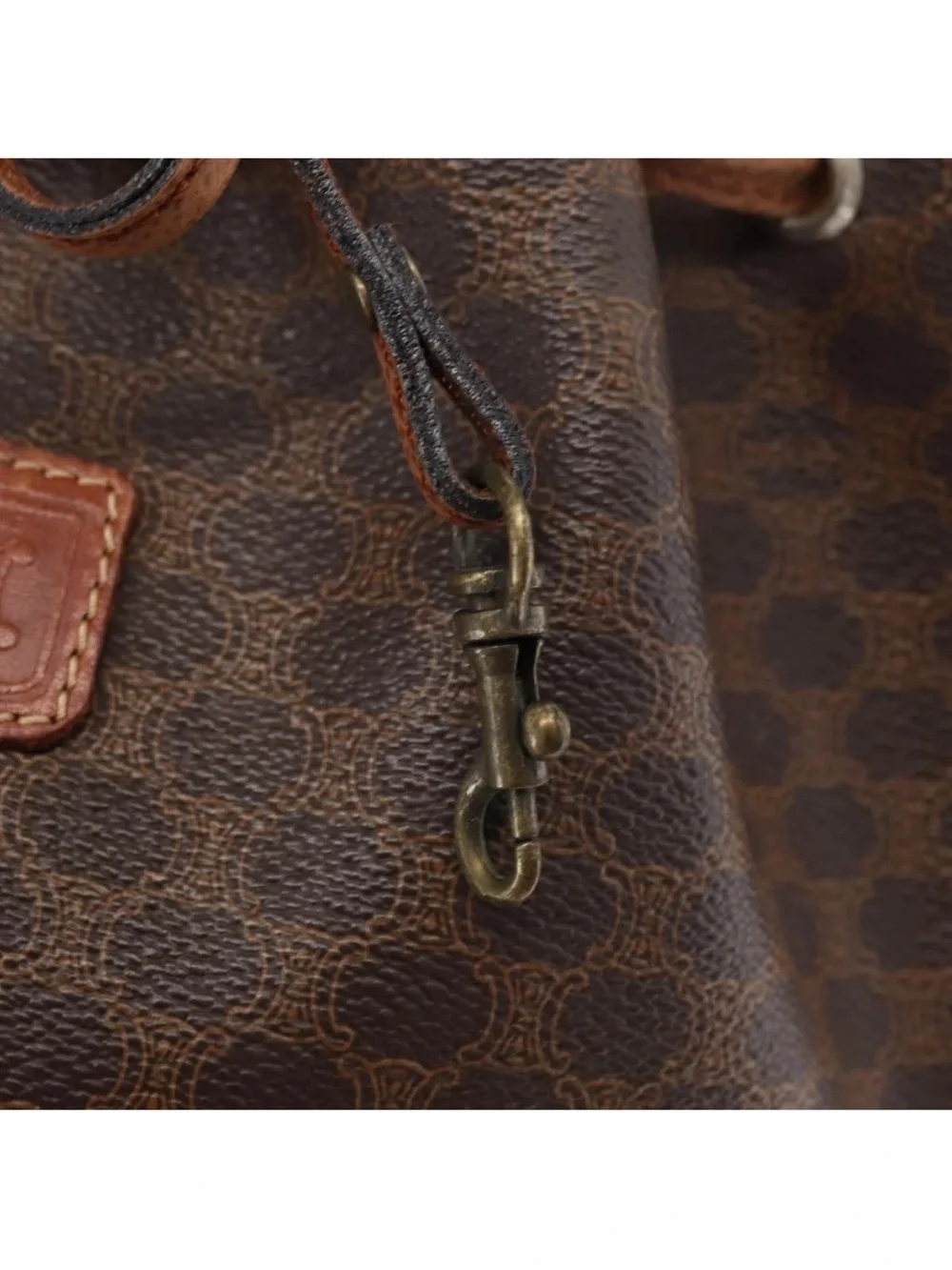 Celine Brown Monogram Drawstring Satchel